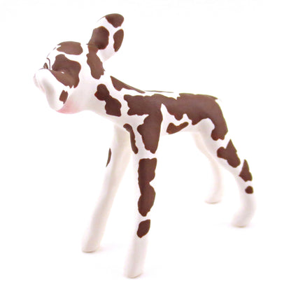 Brown and White Holstein Cow Figurine - Polymer Clay Spring and Easter Animals