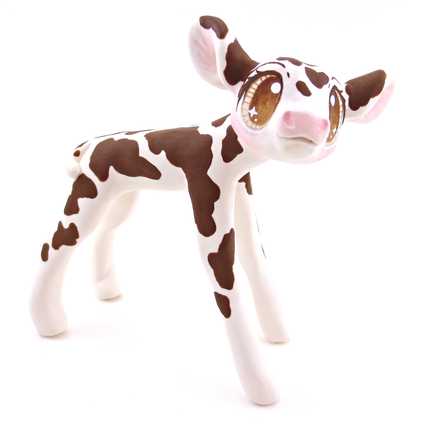 Brown and White Holstein Cow Figurine - Polymer Clay Spring and Easter Animals