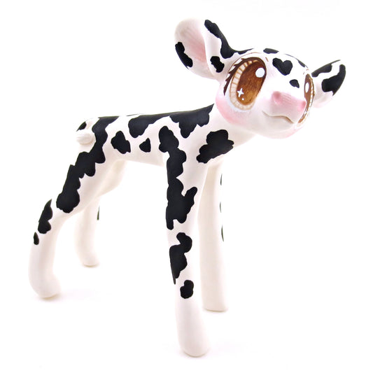 Black and White Holstein Cow Figurine - Polymer Clay Spring and Easter Animals