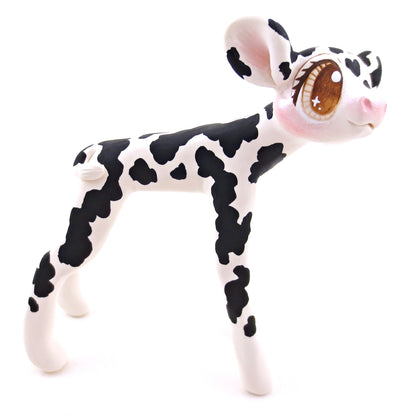 Black and White Holstein Cow Figurine - Polymer Clay Spring and Easter Animals