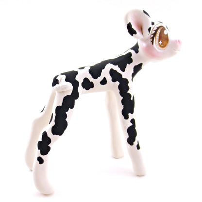 Black and White Holstein Cow Figurine - Polymer Clay Spring and Easter Animals