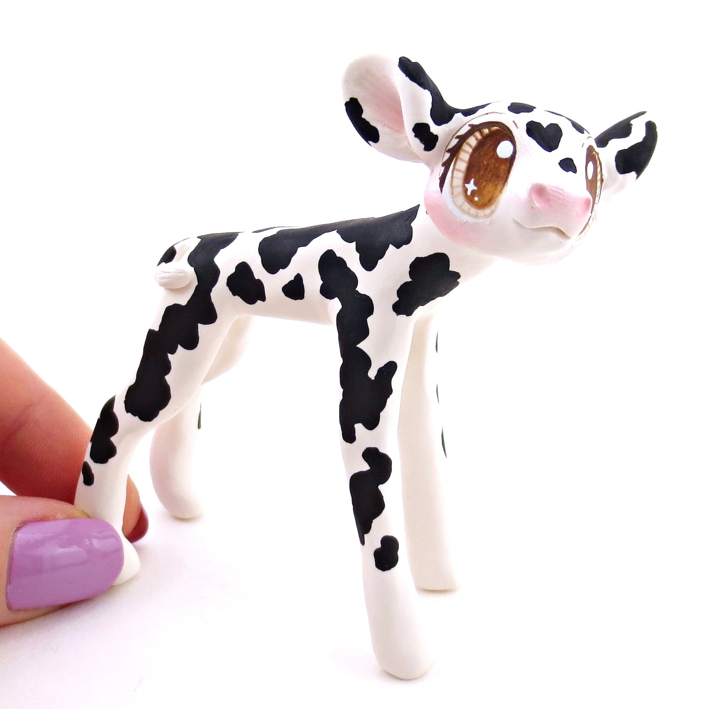 Black and White Holstein Cow Figurine - Polymer Clay Spring and Easter Animals