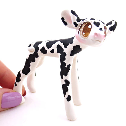 Black and White Holstein Cow Figurine - Polymer Clay Spring and Easter Animals