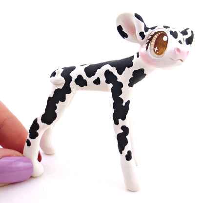 Black and White Holstein Cow Figurine - Polymer Clay Spring and Easter Animals