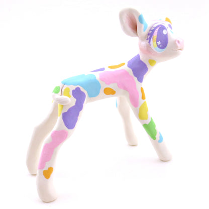 Rainbow Holstein Cow Figurine - Version 1 - Polymer Clay Spring and Easter Animals