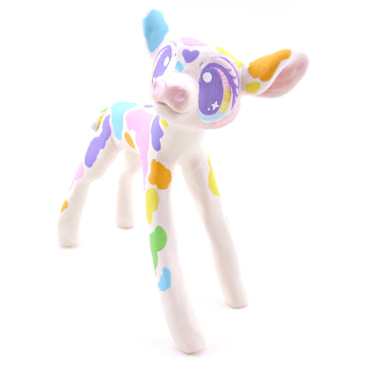 Rainbow Holstein Cow Figurine - Version 1 - Polymer Clay Spring and Easter Animals