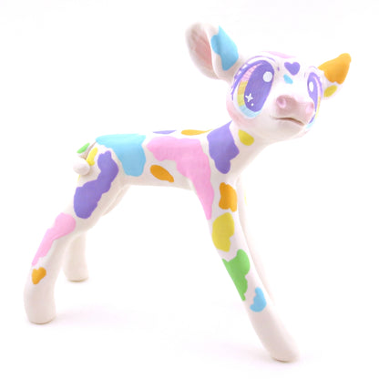 Rainbow Holstein Cow Figurine - Version 1 - Polymer Clay Spring and Easter Animals