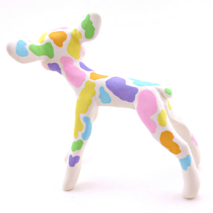 Rainbow Holstein Cow Figurine - Version 1 - Polymer Clay Spring and Easter Animals