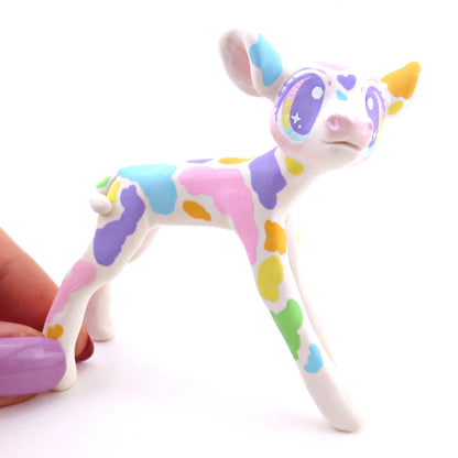 Rainbow Holstein Cow Figurine - Version 1 - Polymer Clay Spring and Easter Animals