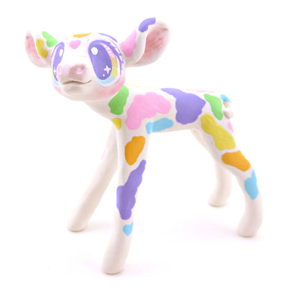 Rainbow Holstein Cow Figurine - Version 2 - Polymer Clay Spring and Easter Animals