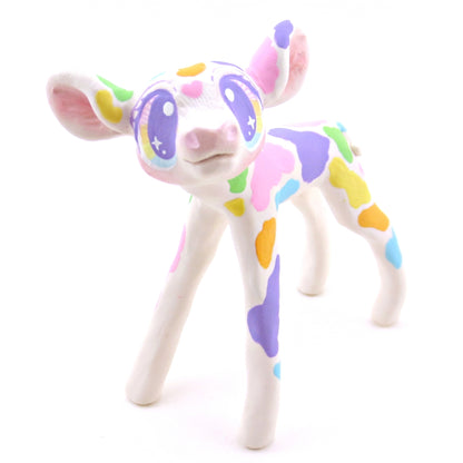 Rainbow Holstein Cow Figurine - Version 2 - Polymer Clay Spring and Easter Animals