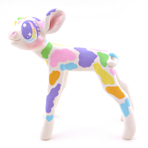 Rainbow Holstein Cow Figurine - Version 2 - Polymer Clay Spring and Easter Animals