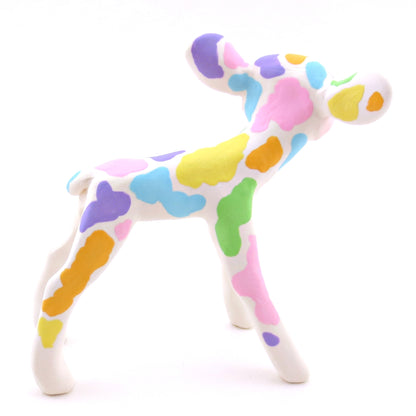 Rainbow Holstein Cow Figurine - Version 2 - Polymer Clay Spring and Easter Animals