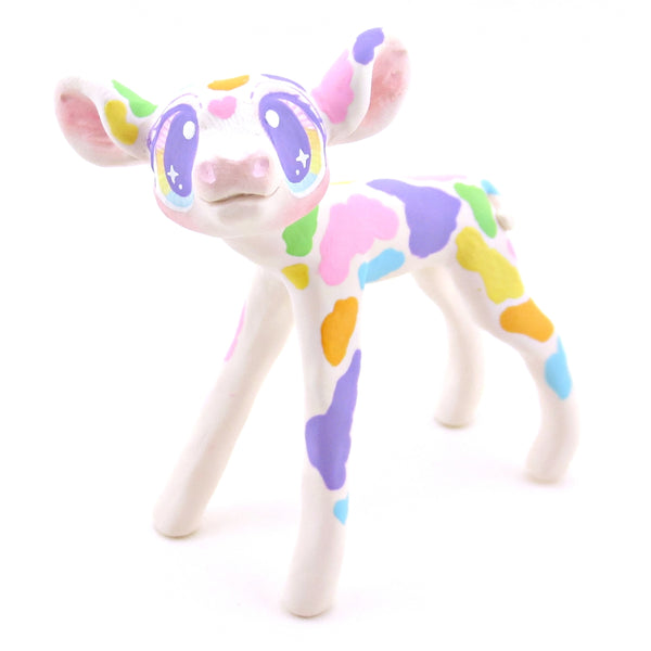 Rainbow Holstein Cow Figurine - Version 2 - Polymer Clay Spring and Easter Animals