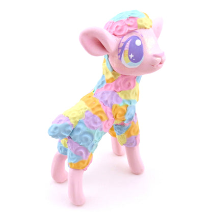 Rainbow Lamb Figurine - Polymer Clay Spring and Easter Animals