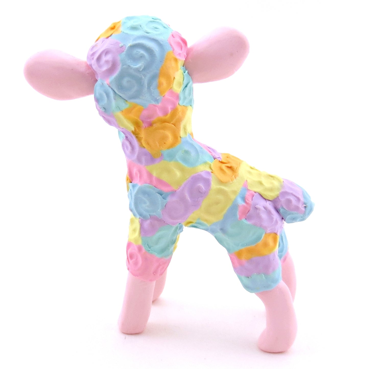 Rainbow Lamb Figurine - Polymer Clay Spring and Easter Animals