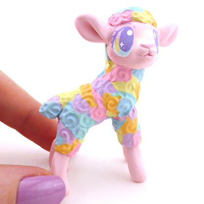 Rainbow Lamb Figurine - Polymer Clay Spring and Easter Animals