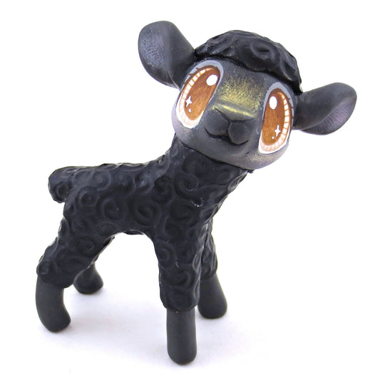 Black Lamb Figurine - Polymer Clay Spring and Easter Animals