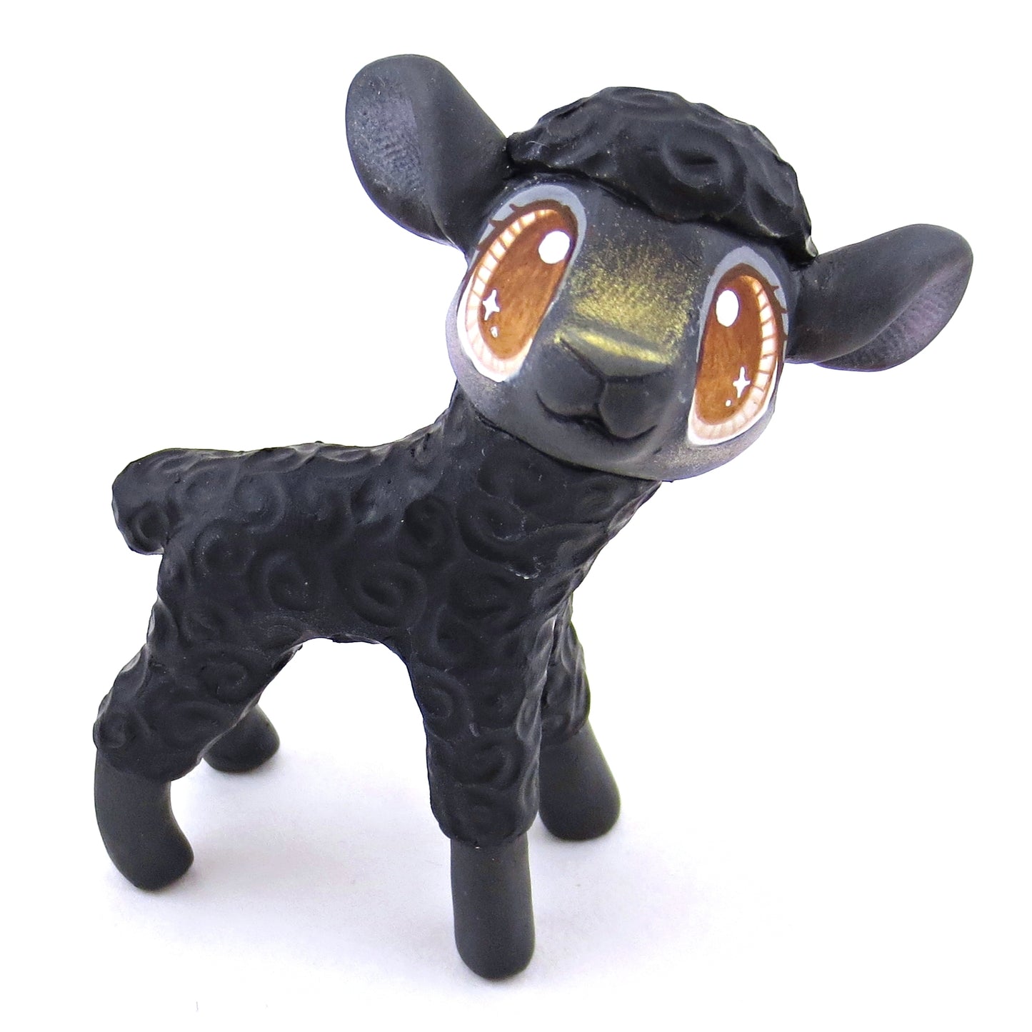 Black Lamb Figurine - Polymer Clay Spring and Easter Animals