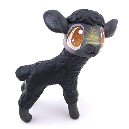 Black Lamb Figurine - Polymer Clay Spring and Easter Animals