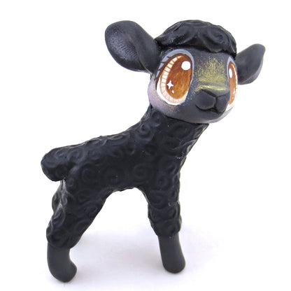 Black Lamb Figurine - Polymer Clay Spring and Easter Animals