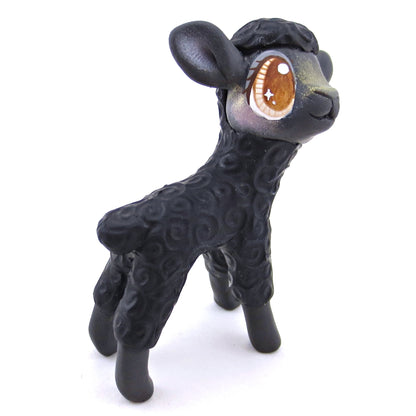 Black Lamb Figurine - Polymer Clay Spring and Easter Animals