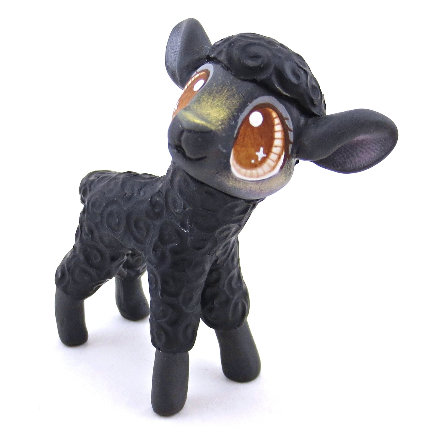 Black Lamb Figurine - Polymer Clay Spring and Easter Animals