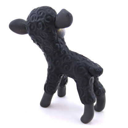 Black Lamb Figurine - Polymer Clay Spring and Easter Animals