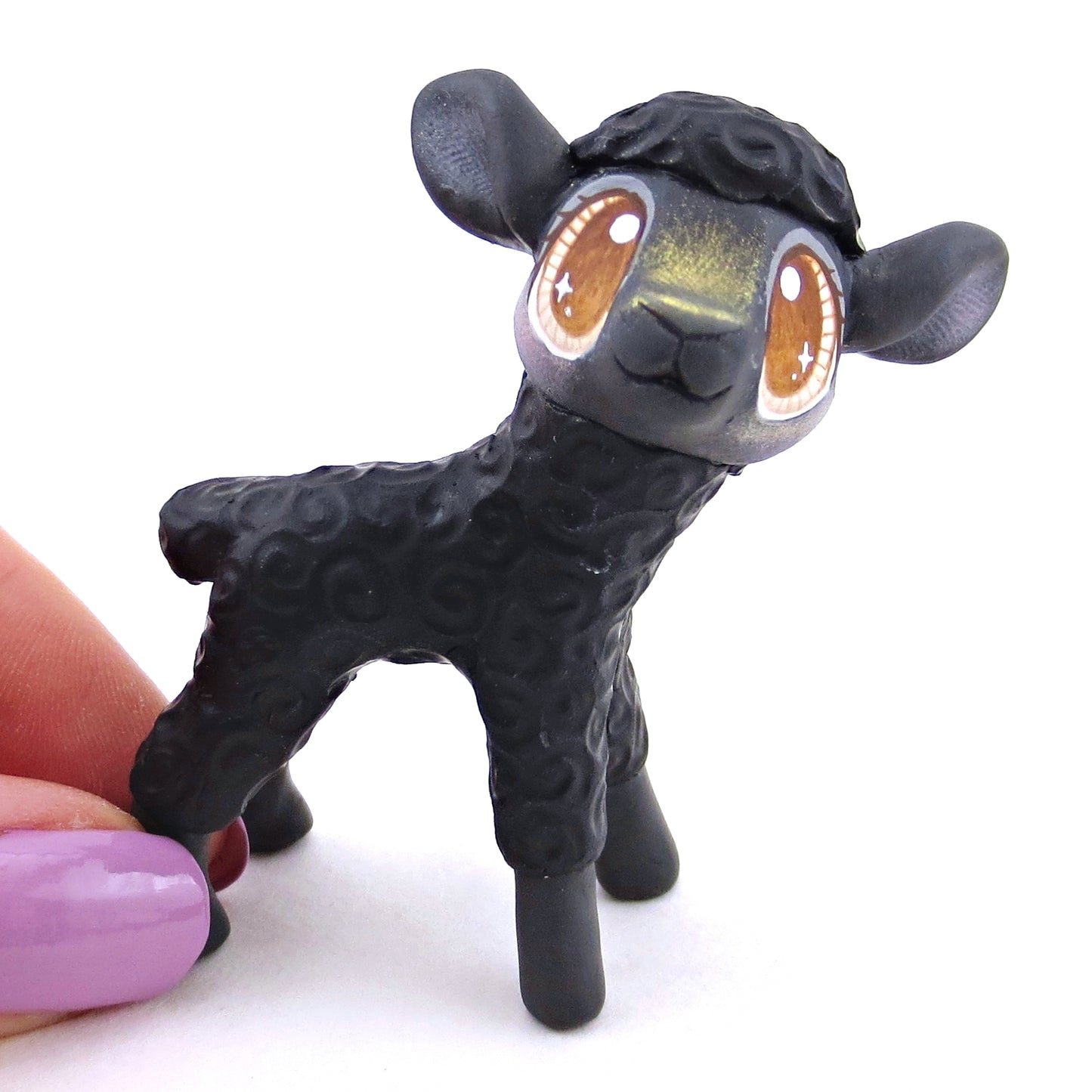 Black Lamb Figurine - Polymer Clay Spring and Easter Animals