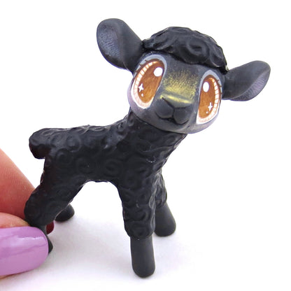 Black Lamb Figurine - Polymer Clay Spring and Easter Animals