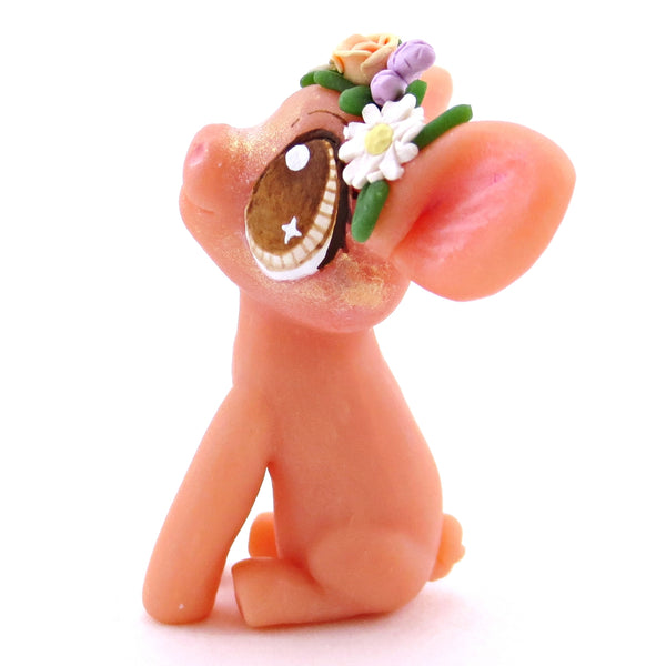 Daisy and Lavender Flower Crown Piglet Figurine - Polymer Clay Spring and Easter Animals