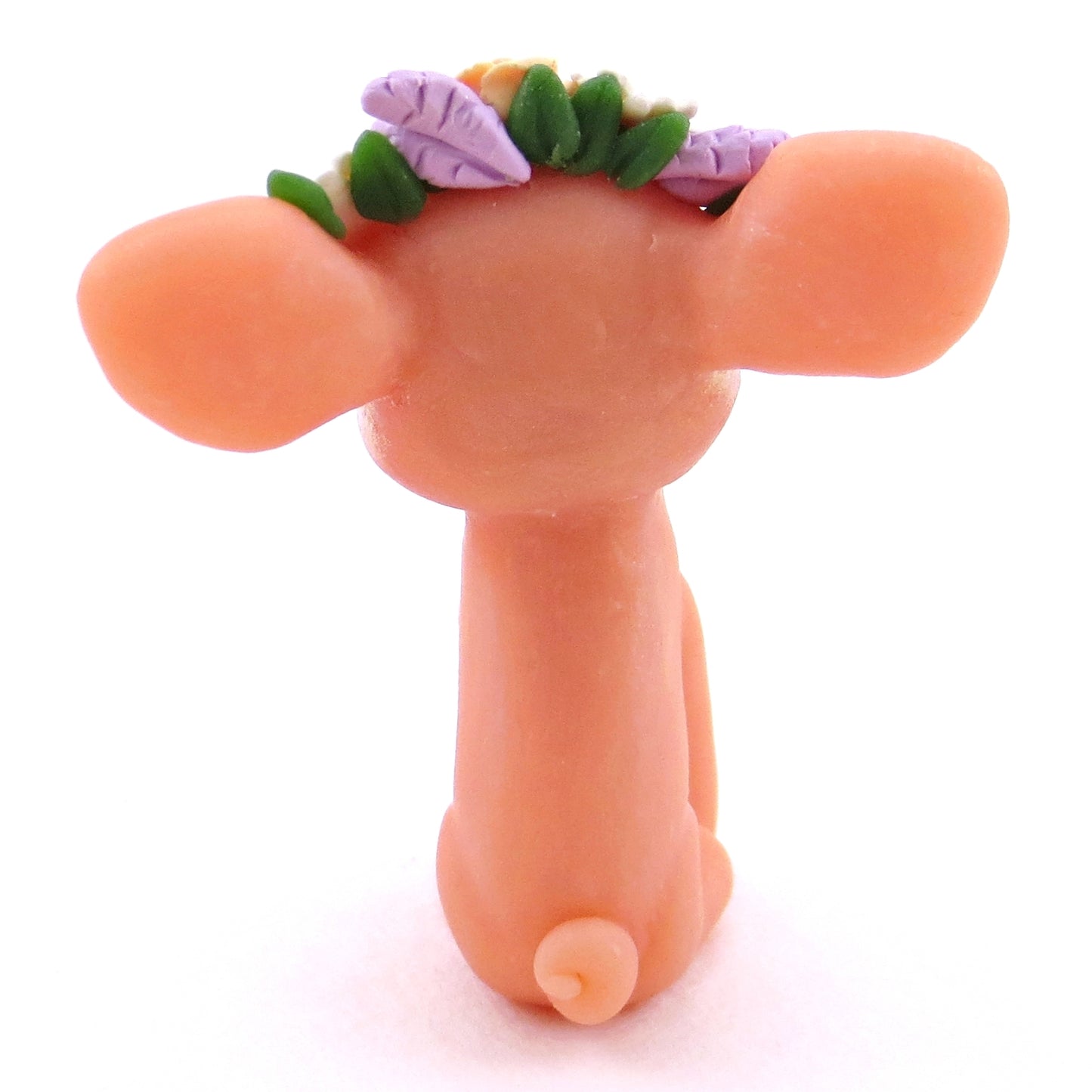 Daisy and Lavender Flower Crown Piglet Figurine - Polymer Clay Spring and Easter Animals