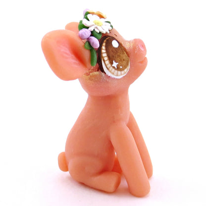 Daisy and Lavender Flower Crown Piglet Figurine - Polymer Clay Spring and Easter Animals