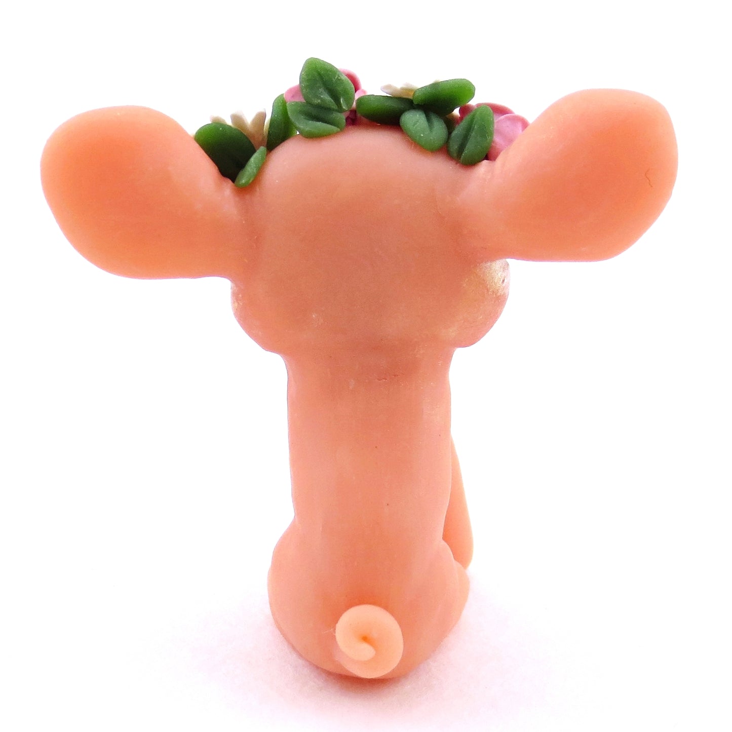 Rose and Daisy Flower Crown Piglet Figurine - Polymer Clay Spring and Easter Animals