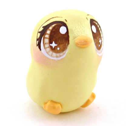 Yellow Pastel Chick with Brown Eyes Figurine - Polymer Clay Spring and Easter Animals