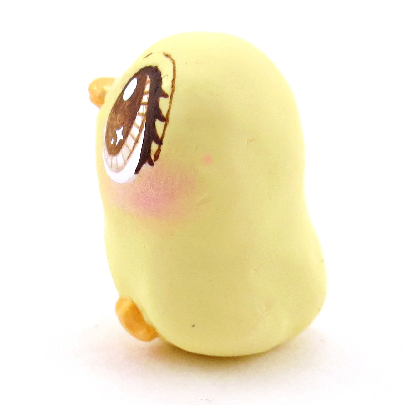 Yellow Pastel Chick with Brown Eyes Figurine - Polymer Clay Spring and Easter Animals