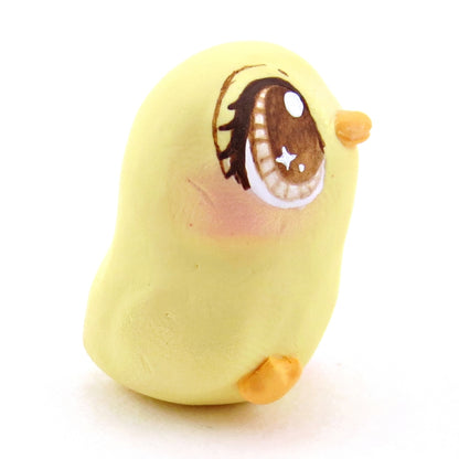 Yellow Pastel Chick with Brown Eyes Figurine - Polymer Clay Spring and Easter Animals