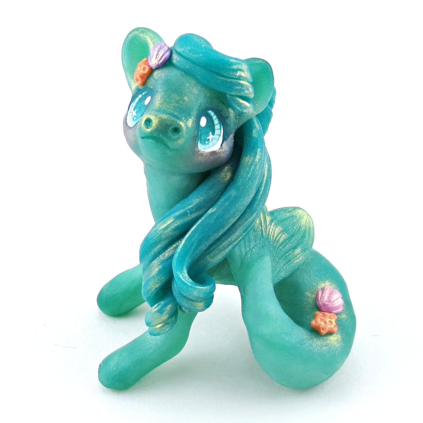 "Seaglass" Hippocampus Figurine - Polymer Clay Elementals Collection