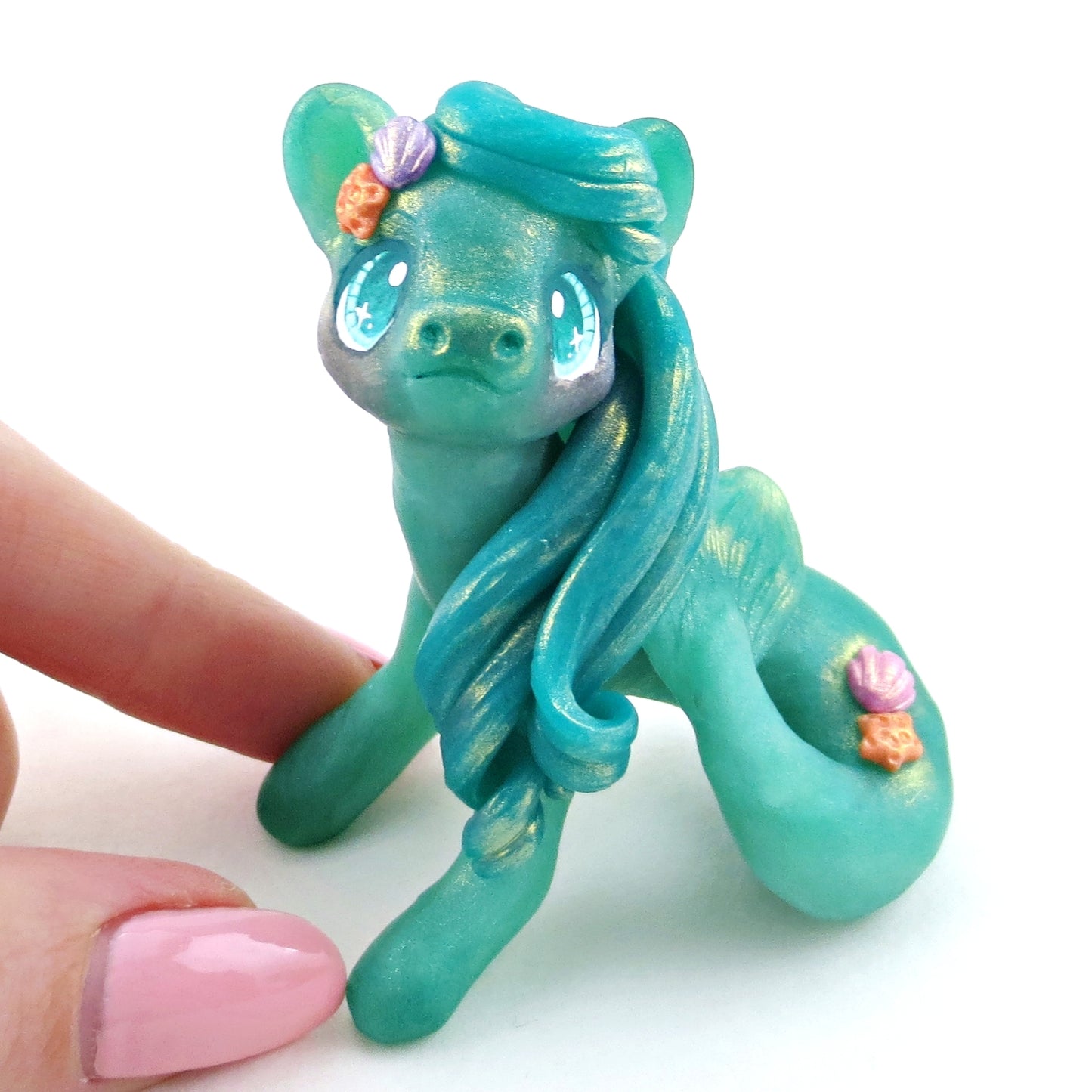 "Seaglass" Hippocampus Figurine - Polymer Clay Elementals Collection