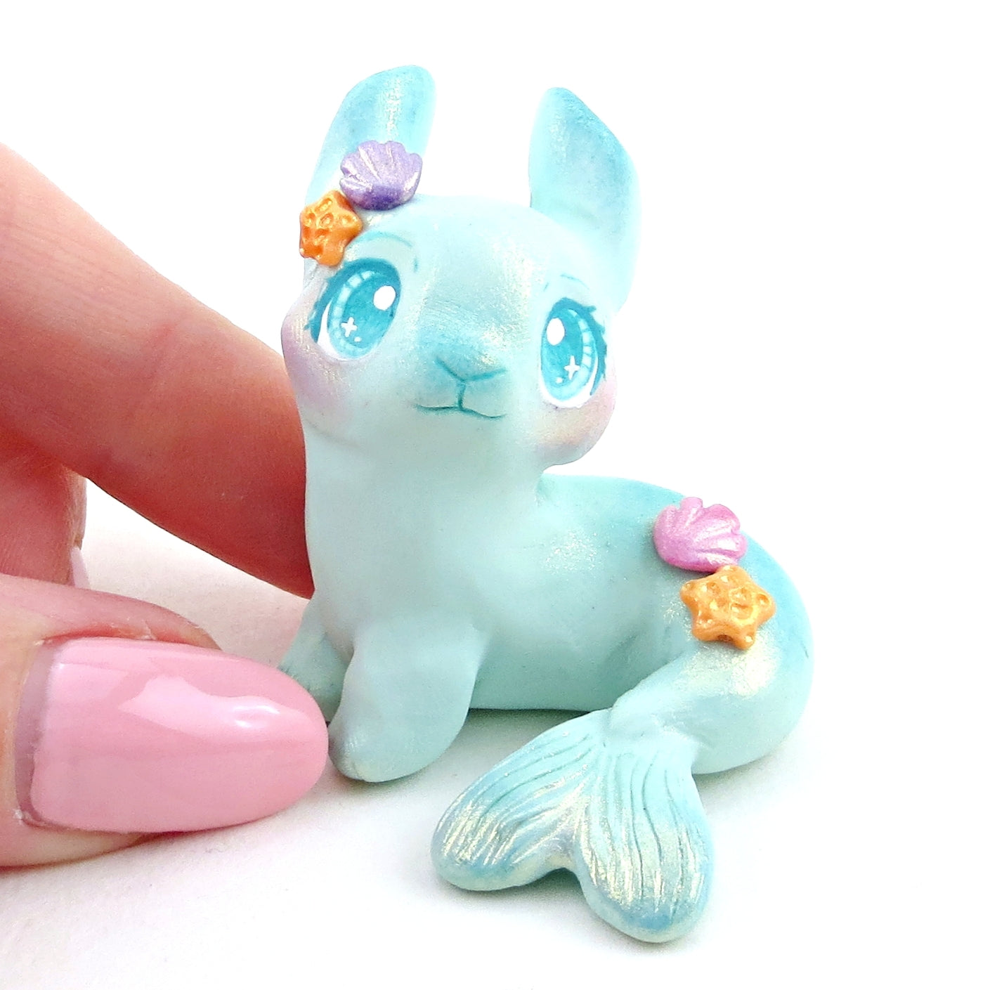 Pastel Merbunny Figurine - Polymer Clay Elementals Collection