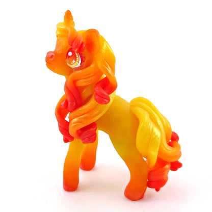 Fire Unicorn Figurine - Polymer Clay Elementals Collection