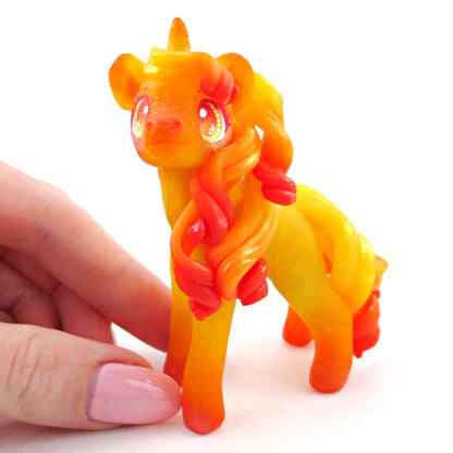 Fire Unicorn Figurine - Polymer Clay Elementals Collection