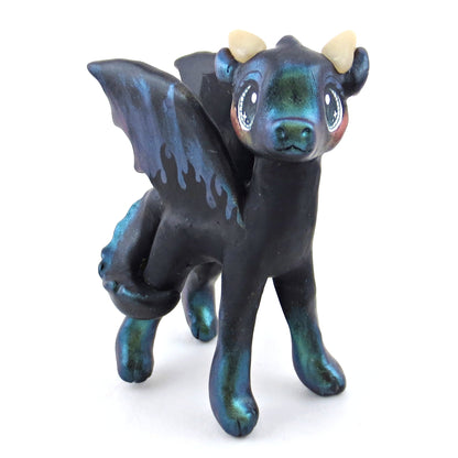 Green Fire Dragon Figurine - Polymer Clay Elementals Collection