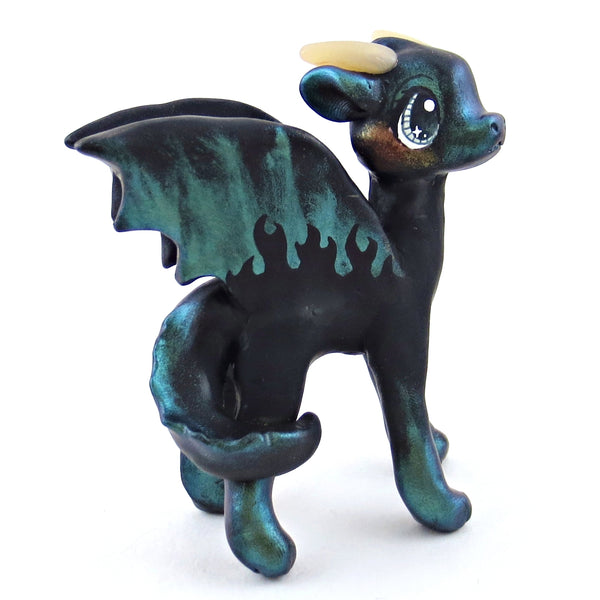 Green Fire Dragon Figurine - Polymer Clay Elementals Collection