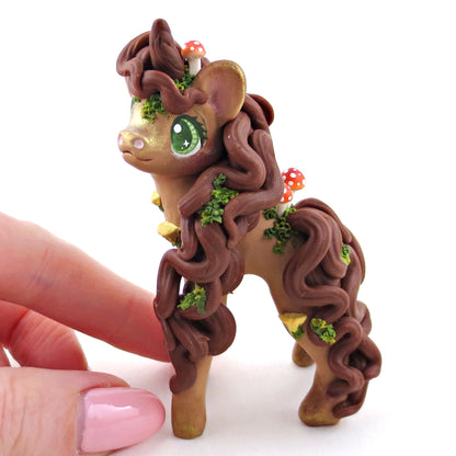 Forest Floor Earth Unicorn Figurine - Polymer Clay Elementals Collection