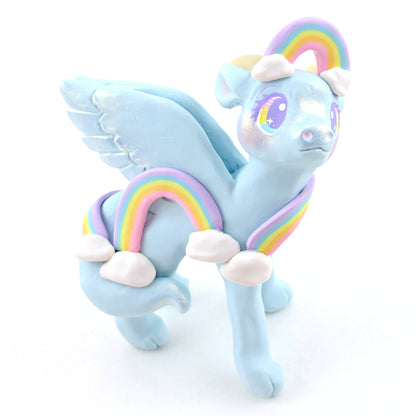 Cloud and Rainbow Air Dragon Figurine - Polymer Clay Elementals Collection