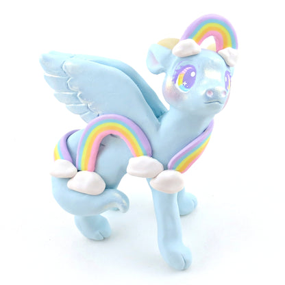 Cloud and Rainbow Air Dragon Figurine - Polymer Clay Elementals Collection