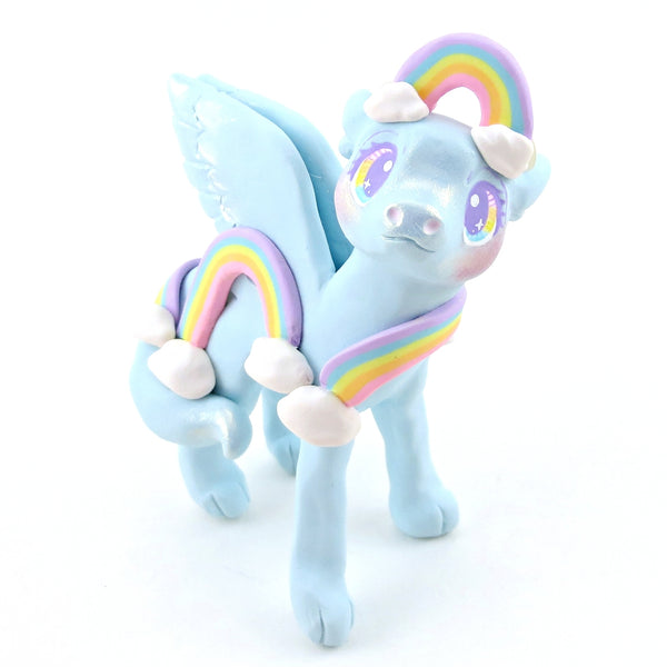 Cloud and Rainbow Air Dragon Figurine - Polymer Clay Elementals Collection
