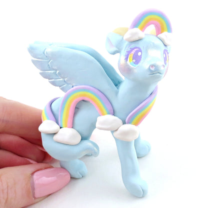 Cloud and Rainbow Air Dragon Figurine - Polymer Clay Elementals Collection