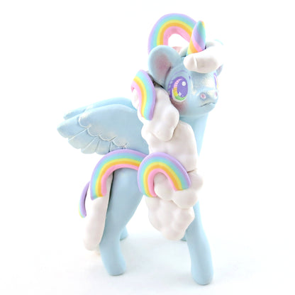 Cloud and Rainbow Air Pegasus Unicorn Figurine - Polymer Clay Elementals Collection